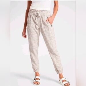 Athleta Cabo Tide Linen Camo Relaxed Athleisure Jogger Pants